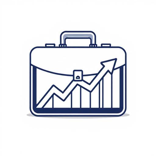 Icon representing investment consulting with a graph and a briefcase