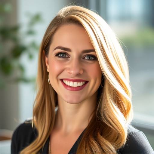 Portrait of Samantha Carter, Head of Marketing at Zenith Realty, a creative woman with a bright smile.